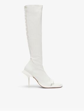 MaxMara White Over-the-Knee Peep-Toe Stiletto Boots